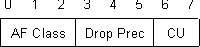 Format of DiffServ Codepoint for AF PHB Header