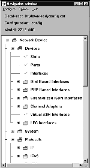 Screen capture of initial Navigation Window.