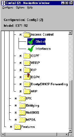 Screen capture of typical Navigation Window.