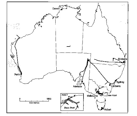 Figure 3: Oil and Gas Pipelines in Australia